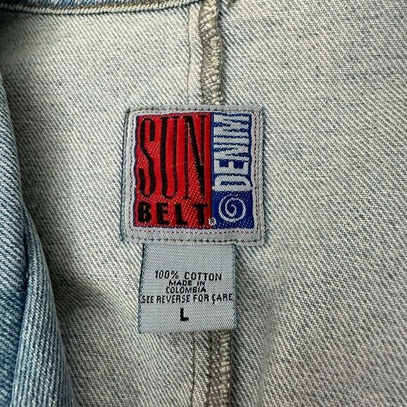 Sunbelt Denim Vintage HandPainted Stonewash Oversized Jacket Garden scene Large - Picture 9 of 11